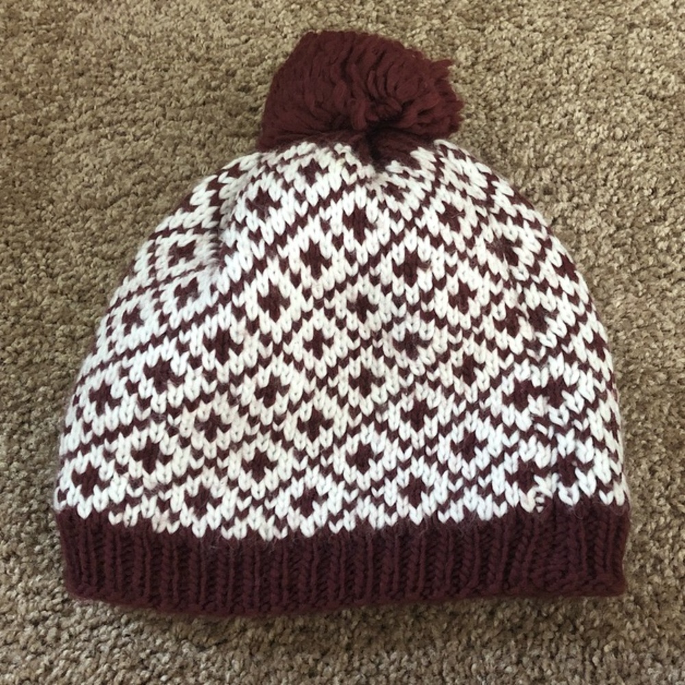 Maroon and White Winter Hat ❄️